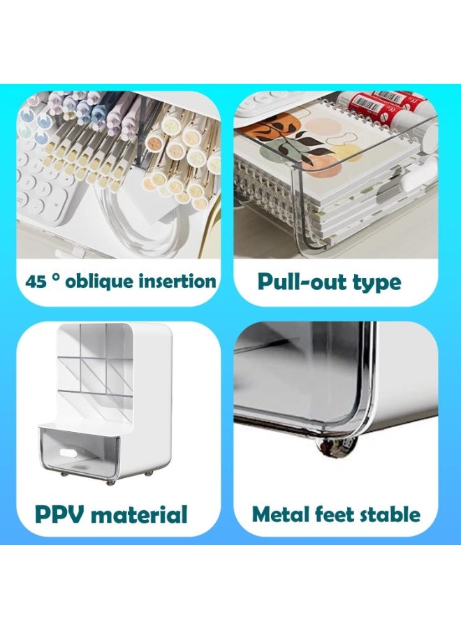 FAYET Multi-Functional Desk Organizer with 6 Compartments and 1 Drawer, Space-Saving Storage Solution for Office, Home, and School - Image 2